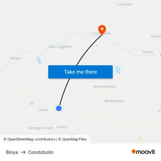 Binya to Condobolin map