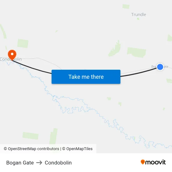 Bogan Gate to Condobolin map