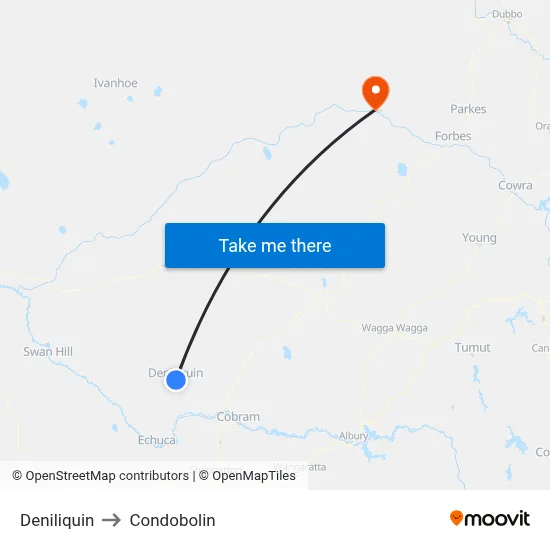 Deniliquin to Condobolin map