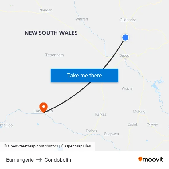 Eumungerie to Condobolin map