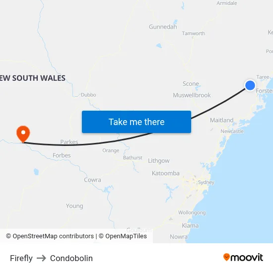 Firefly to Condobolin map