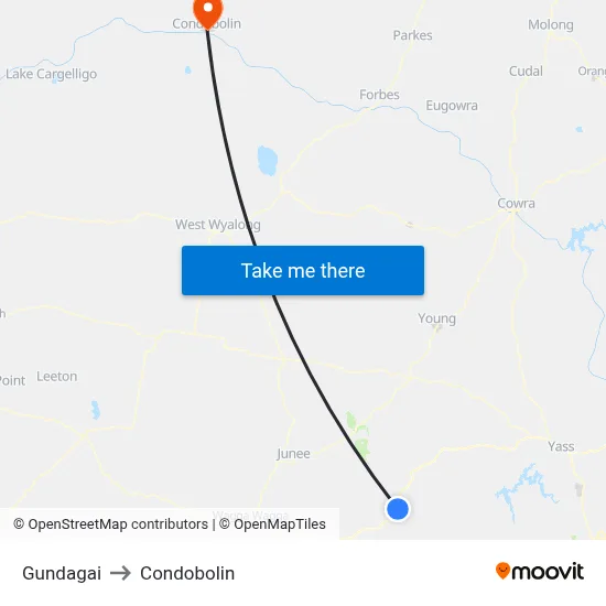 Gundagai to Condobolin map