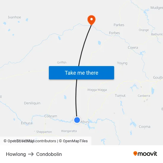 Howlong to Condobolin map