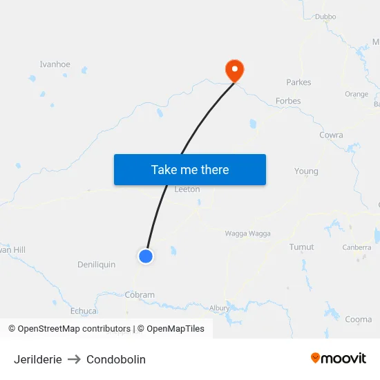 Jerilderie to Condobolin map