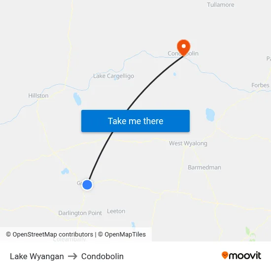 Lake Wyangan to Condobolin map