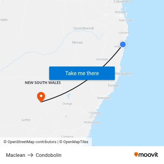 Maclean to Condobolin map