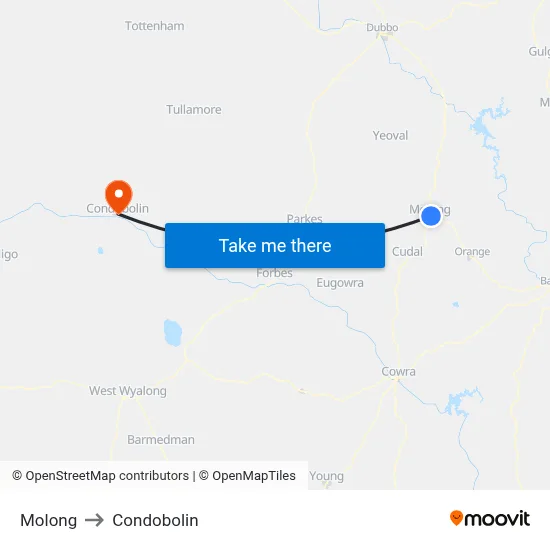 Molong to Condobolin map