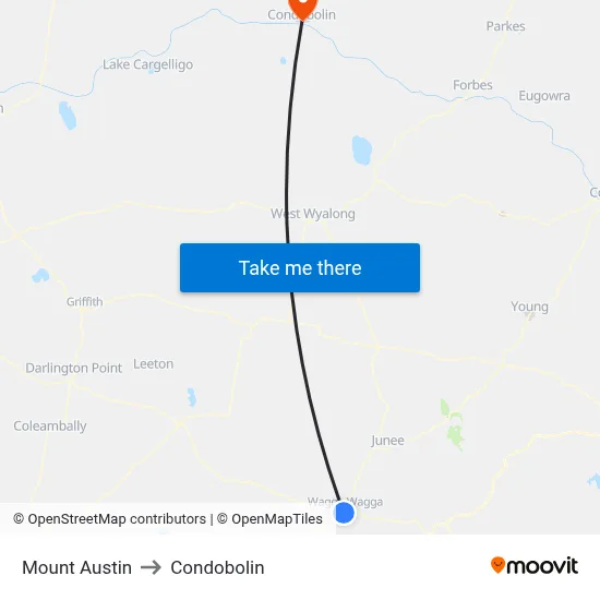 Mount Austin to Condobolin map