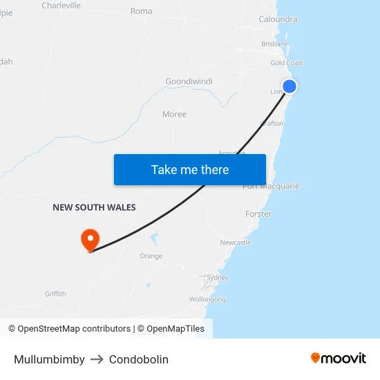 Mullumbimby to Condobolin map