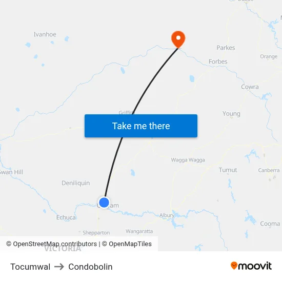 Tocumwal to Condobolin map