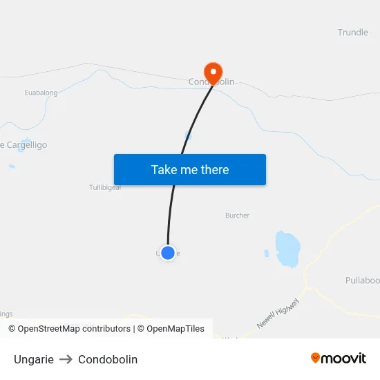 Ungarie to Condobolin map