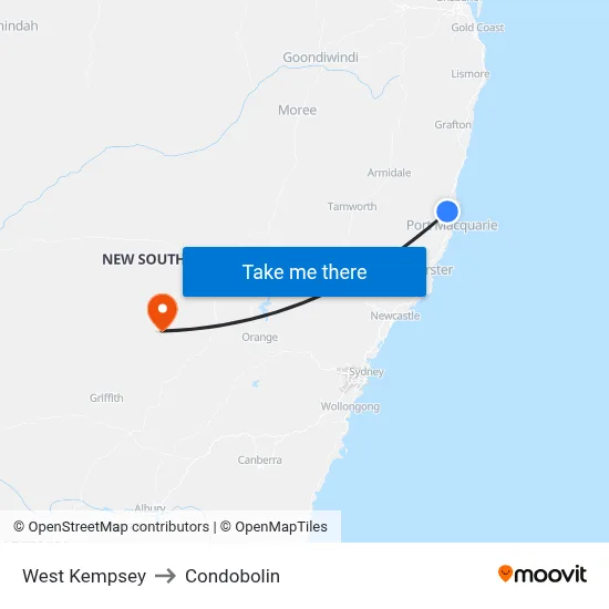 West Kempsey to Condobolin map