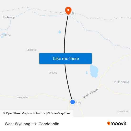 West Wyalong to Condobolin map