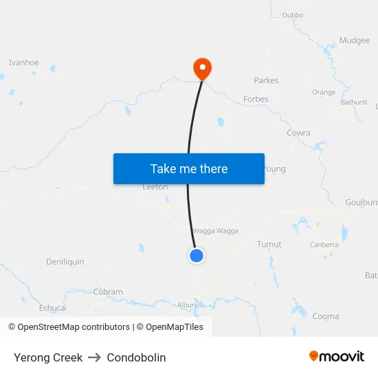 Yerong Creek to Condobolin map