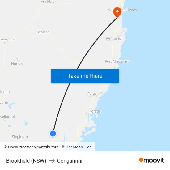 Brookfield (NSW) to Congarinni map