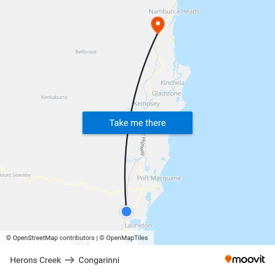 Herons Creek to Congarinni map