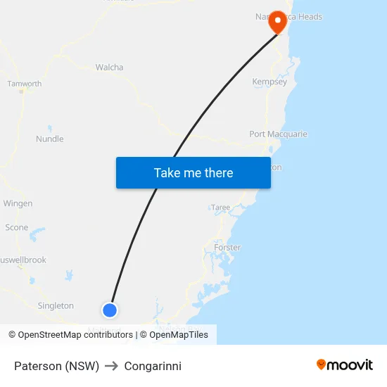 Paterson (NSW) to Congarinni map