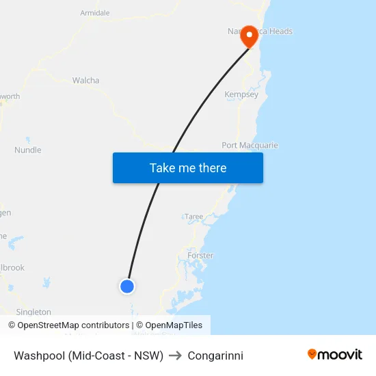 Washpool (Mid-Coast - NSW) to Congarinni map