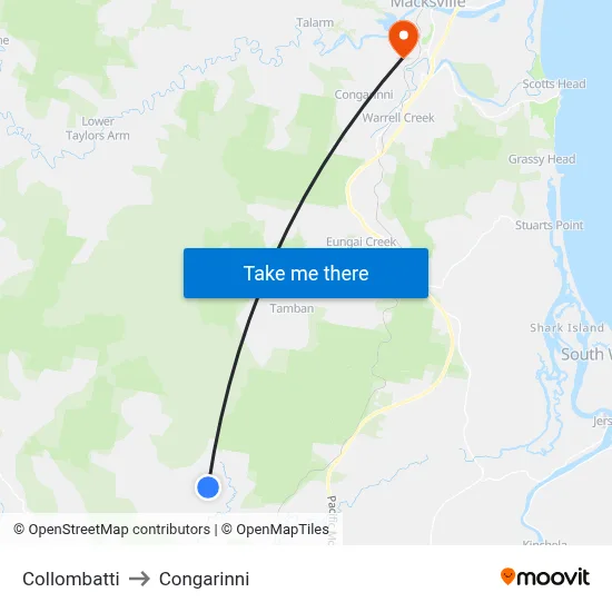 Collombatti to Congarinni map