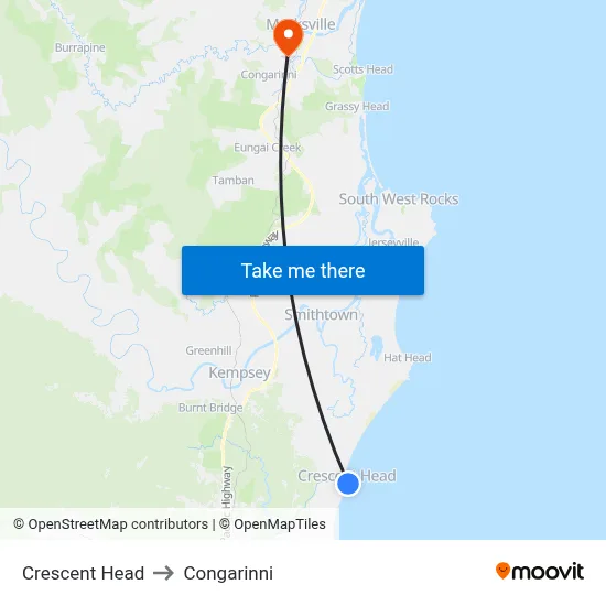 Crescent Head to Congarinni map