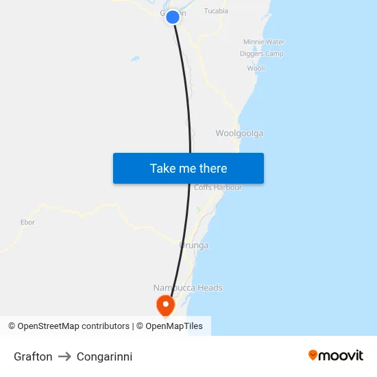Grafton to Congarinni map