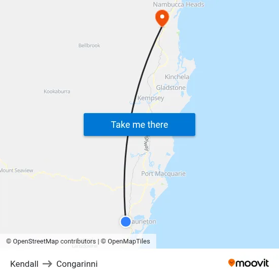 Kendall to Congarinni map