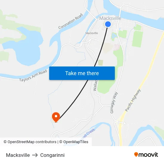 Macksville to Congarinni map