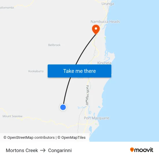Mortons Creek to Congarinni map