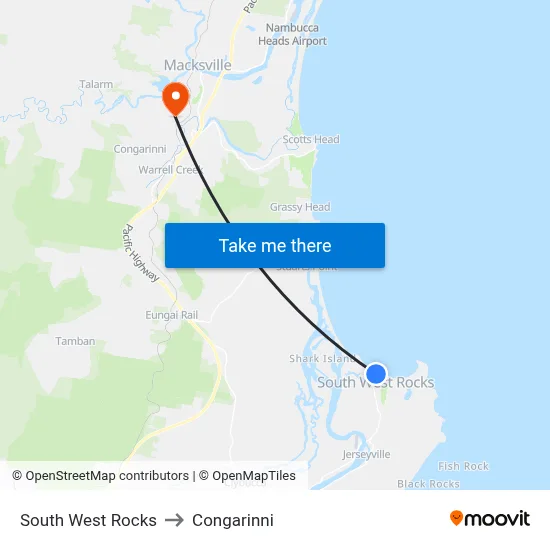 South West Rocks to Congarinni map