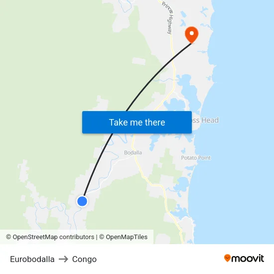 Eurobodalla to Congo map