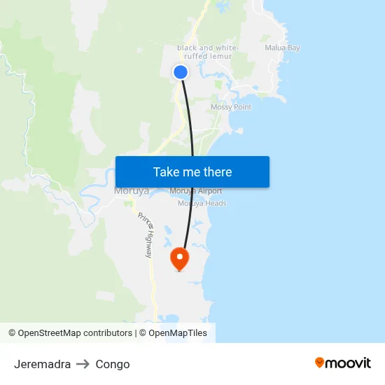 Jeremadra to Congo map