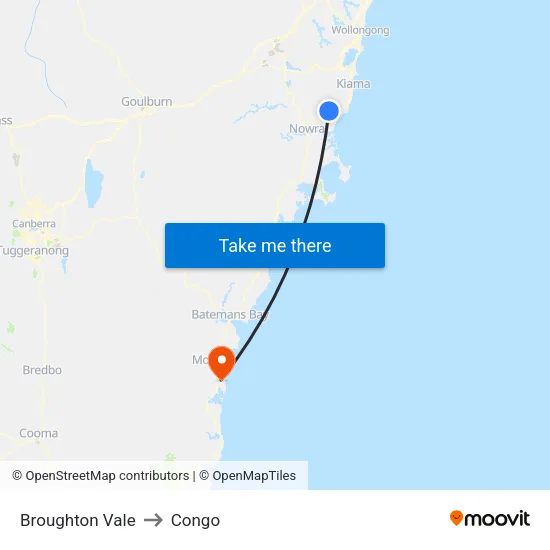 Broughton Vale to Congo map