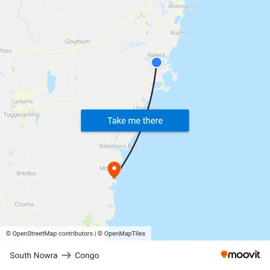 South Nowra to Congo map
