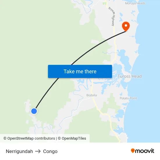 Nerrigundah to Congo map