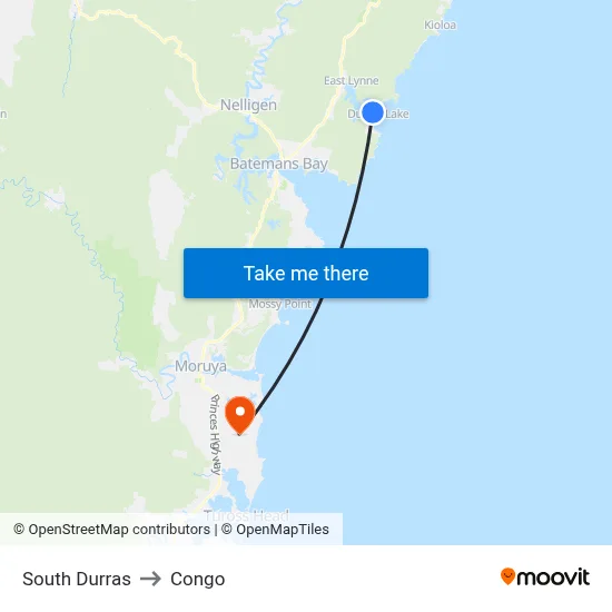 South Durras to Congo map