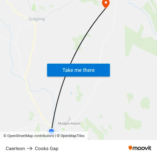 Caerleon to Cooks Gap map