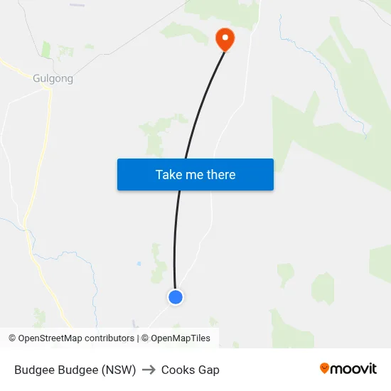 Budgee Budgee (NSW) to Cooks Gap map
