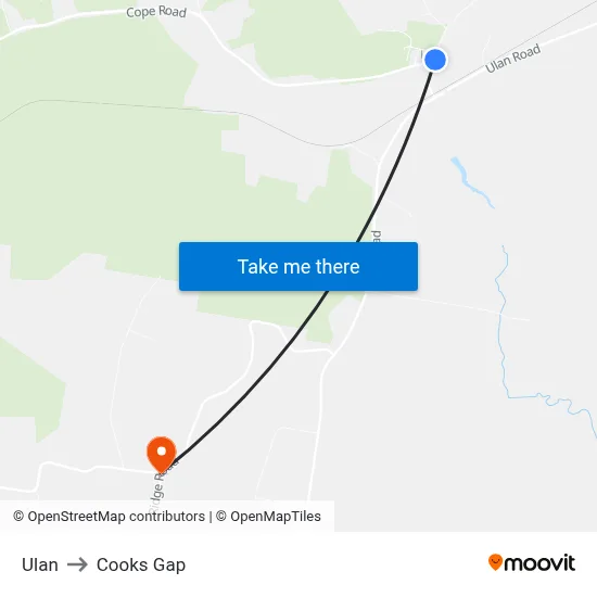 Ulan to Cooks Gap map