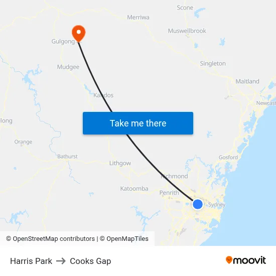 Harris Park to Cooks Gap map