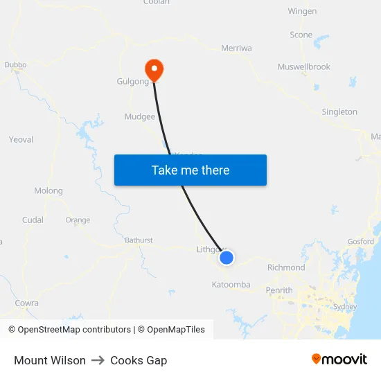 Mount Wilson to Cooks Gap map