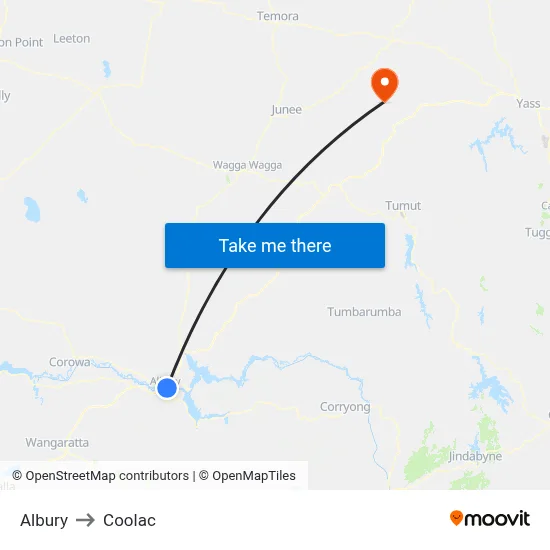 Albury to Coolac map