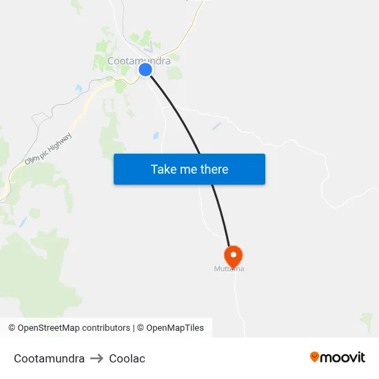 Cootamundra to Coolac map