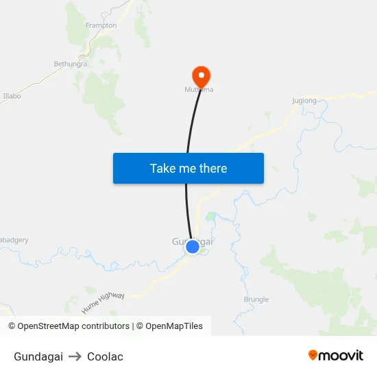 Gundagai to Coolac map