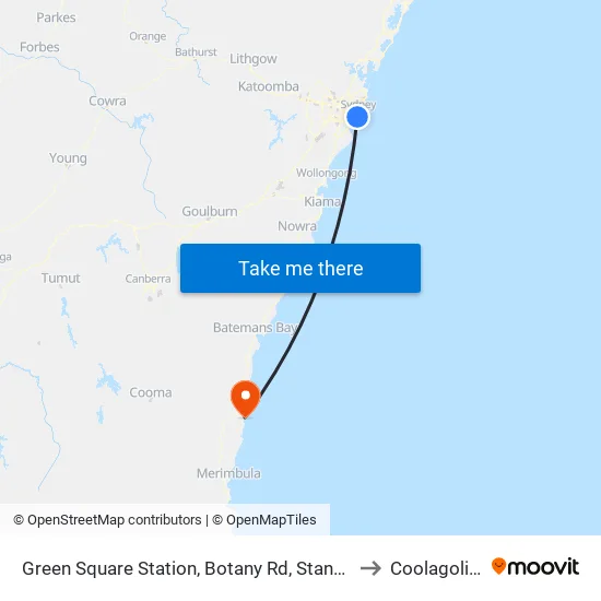 Green Square Station, Botany Rd, Stand C to Coolagolite map