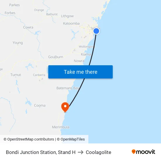 Bondi Junction Station, Stand H to Coolagolite map