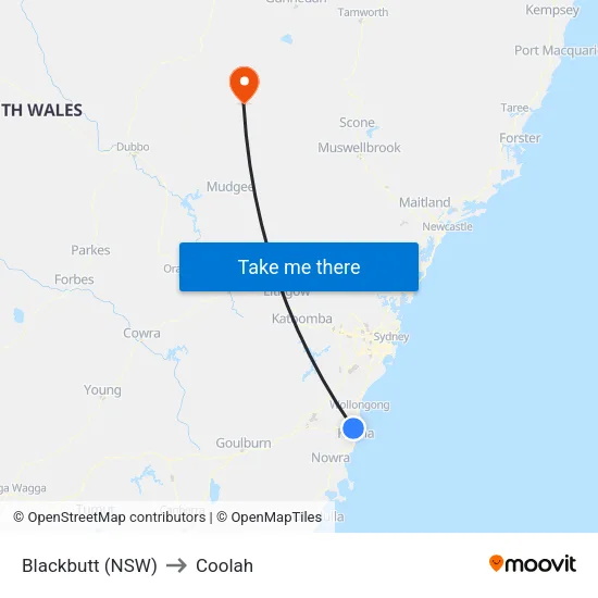Blackbutt (NSW) to Coolah map