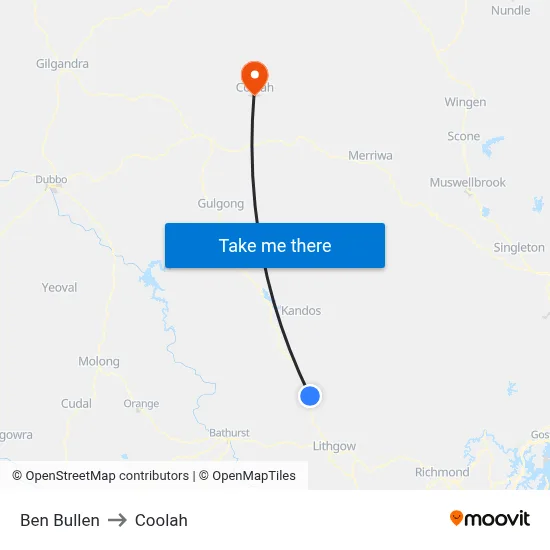 Ben Bullen to Coolah map