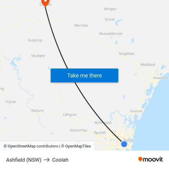 Ashfield (NSW) to Coolah map