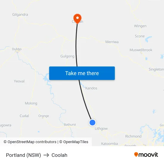 Portland (NSW) to Coolah map