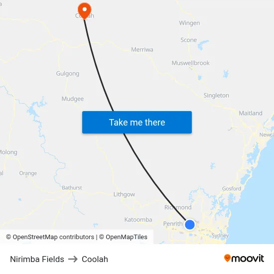 Nirimba Fields to Coolah map